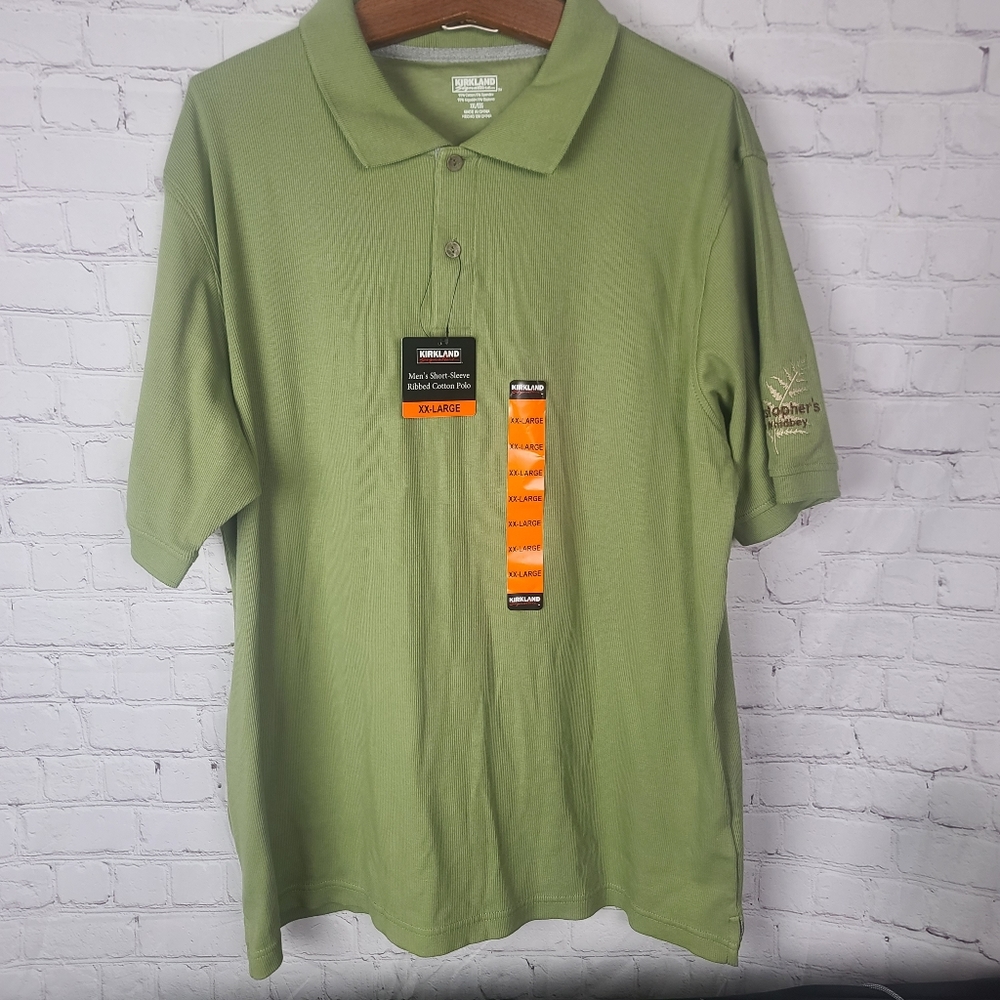 Kirkland Men's Short-sleeved Ribbed Cotton Polo. Branded  Sleeve  Sz XXL